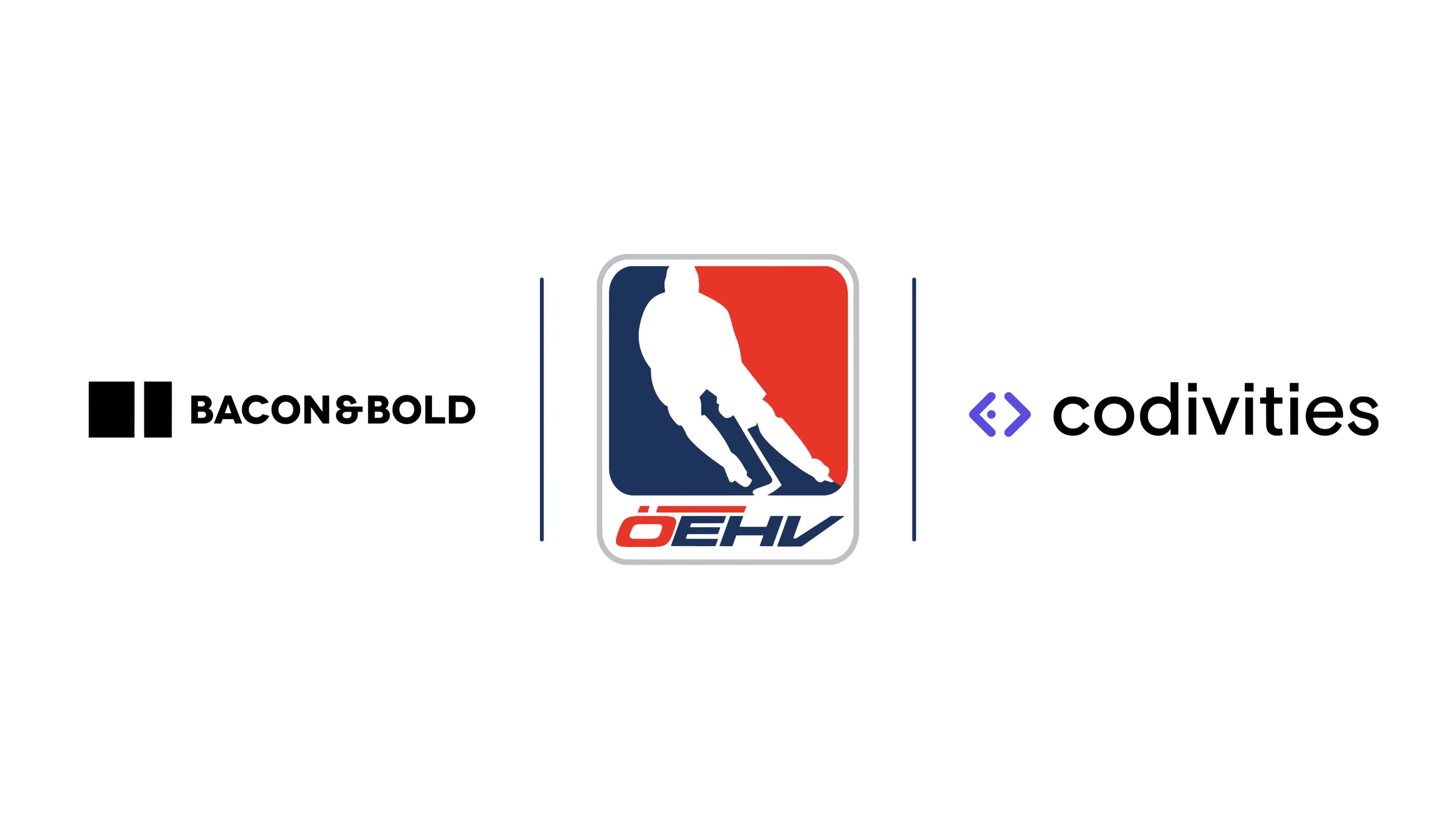 Logos von Bacon & Bold, ÖEHV und Codivities nebeneinander.